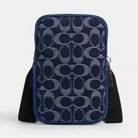 Coach Deep Blue Signature Denim Phone Bag, Wallet, Chain Triple Bundle, NWT - Picture 7 of 11